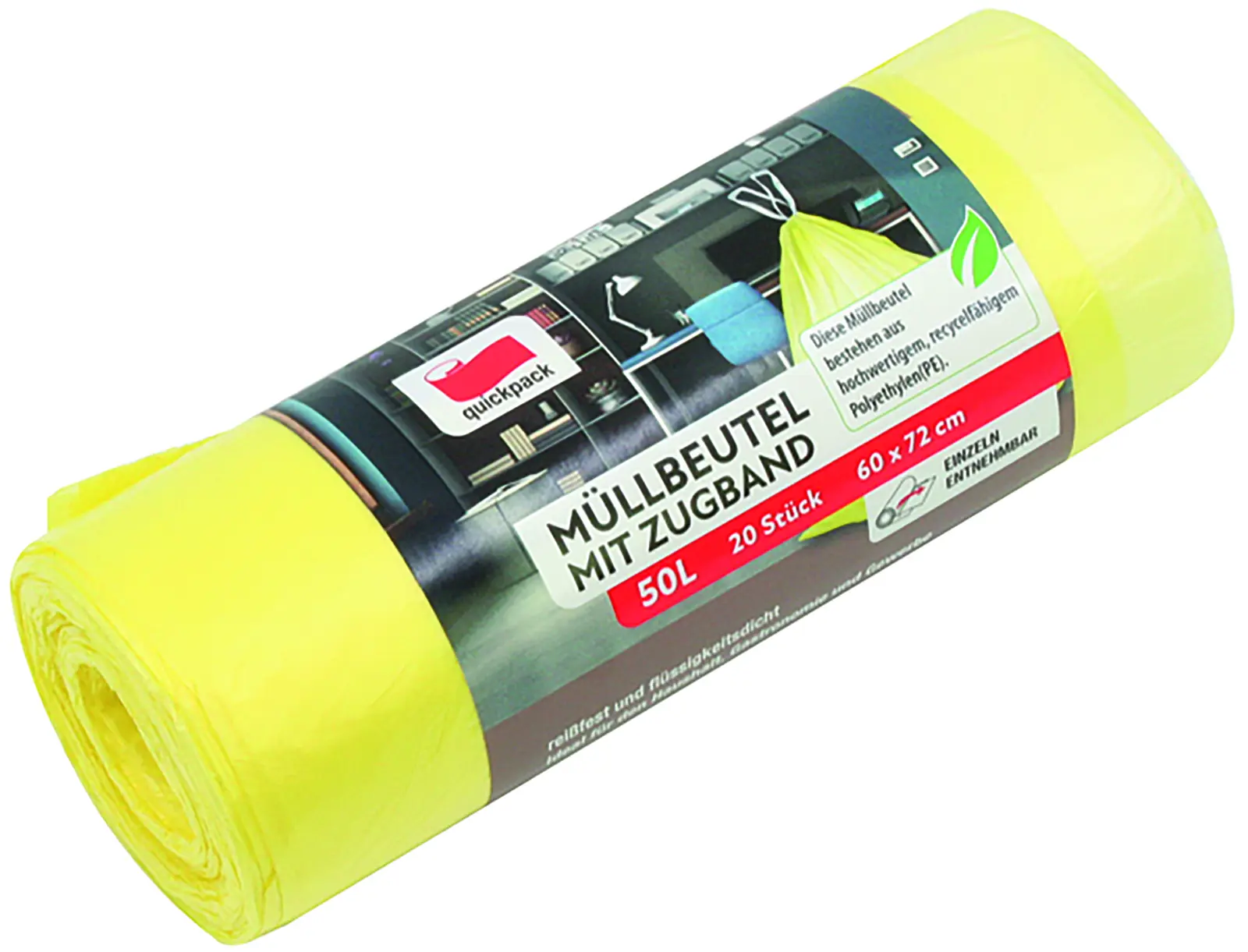 Müllbeutel 50L m. Zugband, 20er Rolle Karton=18