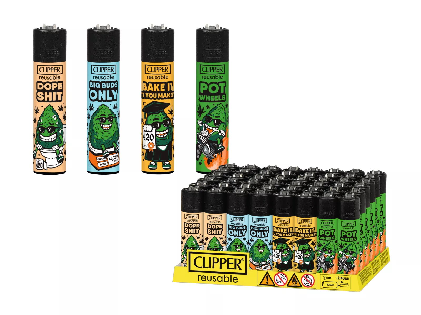Feuerzeuge CLIPPER Bud Buddies, 48er Disp.