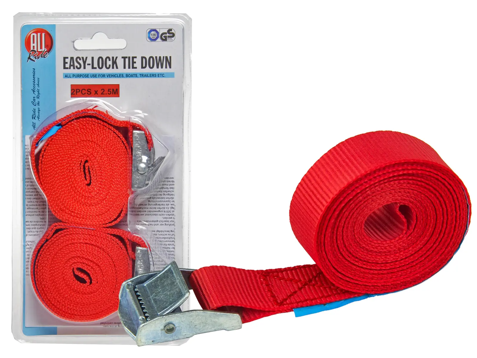ALL Ride Spanngurt rot, 2 x 2,5 m